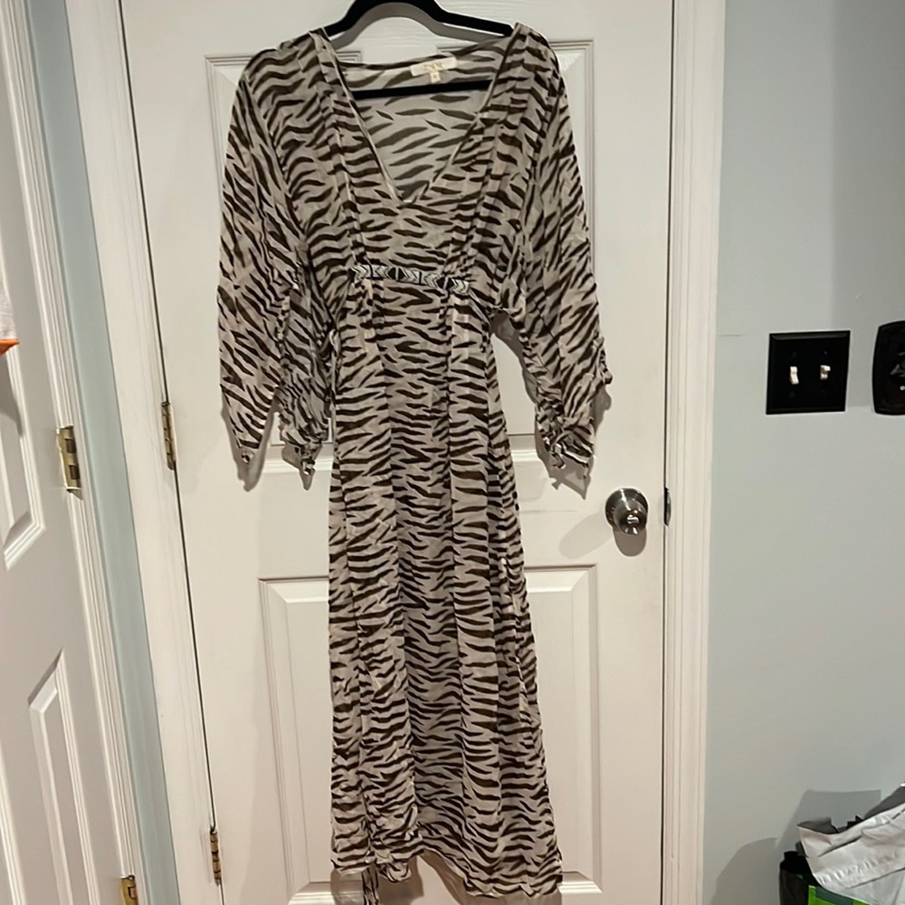 Cheetah print beach cover up with embellishment